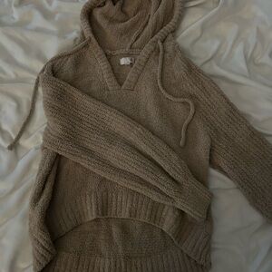 Cozy Tan Hooded Sweater